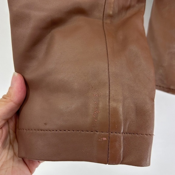 REISS Tan Leather Blazer Jacket Basketweave Textured size medium - Picture 6 of 9